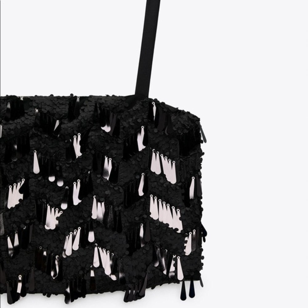 Zara sequined black camisole festive cropped top - Picture 3 of 5
